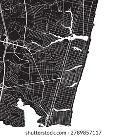 Asbury Park New Jersey Vector Map, Detailed City Street Map Black and White Minimalist Line Art