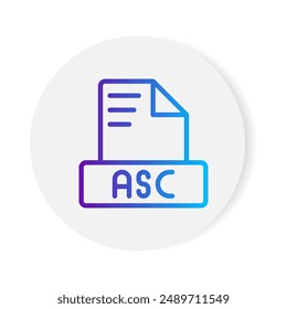 Asc document format file icon. with gradient outlines. vector illustration.
