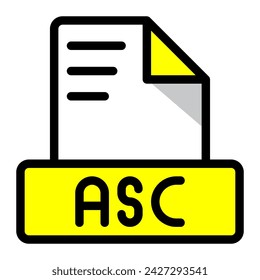 Asc icono de archivo diseño de estilo colorido. formato de documento iconos de archivo de texto, ilustración vectorial.