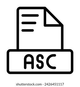 Icono De Archivo Asc. Outline Extensión de archivo Sign. iconos archivos de formato de símbolo. Ilustración vectorial. se puede utilizar para interfaces web, aplicaciones móviles y software