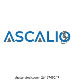 Logotipo da marca Ascalio com formas geométricas e um lagarto