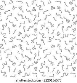Ascarids Seamless Pattern - Parasitic Roundworms minimal vector Helminth concept background in line style