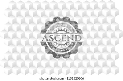 Ascend realistic grey emblem with cube white background