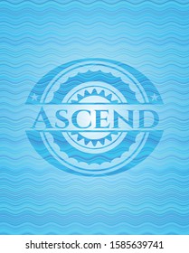 Ascend sky blue water wave emblem. Vector Illustration. Detailed.