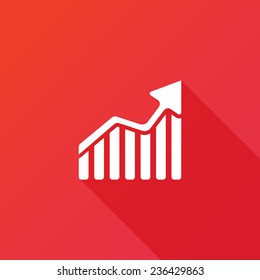 Ascendant Bars Graphic Icon With Rising Arrow. Performance Graph, Professional, Financial Stock Chart, Upward, Ascending Arrow Icon Vector 