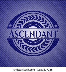 Ascendant emblem with jean background. Vector Illustration. Detailed.