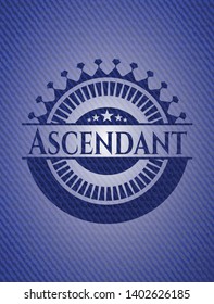 Ascendant emblem with jean texture. Vector Illustration. Detailed.