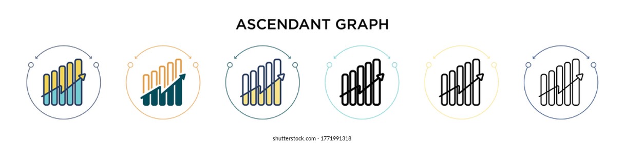 Ascendant graph icon in filled, thin line, outline and stroke style. Vector illustration of two colored and black ascendant graph vector icons designs can be used for mobile, ui, web