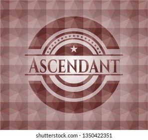 Ascendant red badge with geometric pattern background. Seamless.