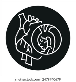 Ascending aortic aneurysm line black icon. Sign for web page, mobile app, button, logo. Vector isolated button. Editable stroke.