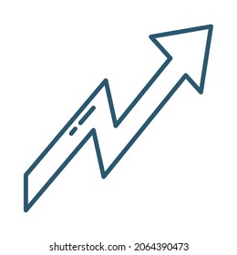 ascending arrow icon on white background