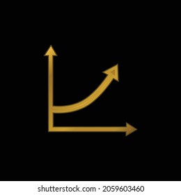 Ascending Arrow Line Graphic gold plated metalic icon or logo vector