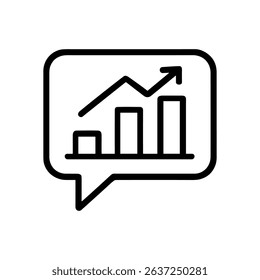 Ascending bar chart inside talk bubble illustration design element