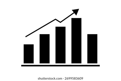 Ascending Bar Chart with Upward Arrow Indicates Increasing Trends and Progress