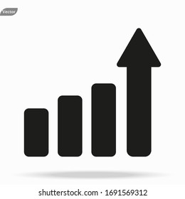 Ascending bars graphic with up arrow icon vector illustration eps10 on white background
