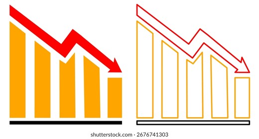 Ascending and descending graph set. Vector  illustration. 