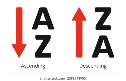  Ascending and Descending icon concept