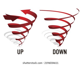 Ascending and Descending Tornado Arrows Vector Illustration