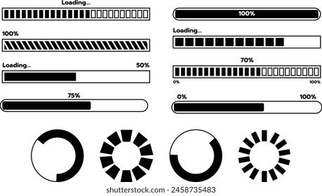 Ascending downloading icon on website, circle square downloading tube.