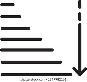 Icono de contorno de orden ascendente del editor