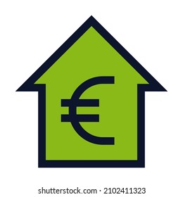 Flecha en ascenso del euro. Icono de color del vector simple.