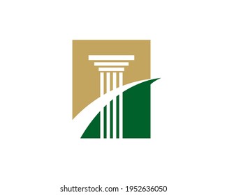 ascending graph with arrow head mountain and column as legal justice logo