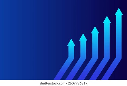 Ascending Light Blue Arrows on Gradient Background Symbol of Growth and Success