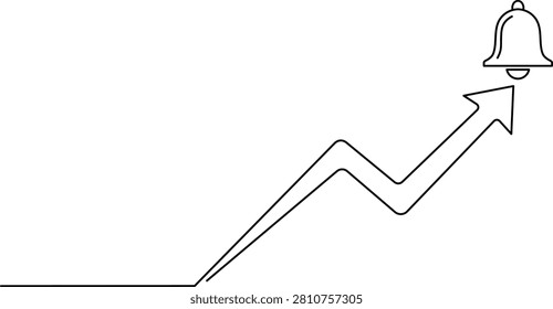 Ascending line graph with bell symbol at peak linegraph upwardtrend bellicon minimalist chart