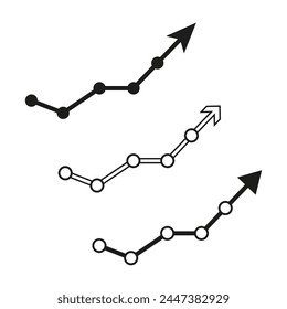 Ascending line graphs. Growth trend arrows. Profit increase chart. Vector illustration. EPS 10.