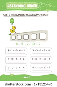  Ascending order sheet / Math sheet for primary school / Kindergarten colorful sheet and exercise / Math  practice lesson /Homeschooling sheet/ Math quiz