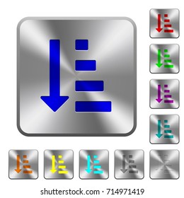 Ascending ordered list mode engraved icons on rounded square glossy steel buttons