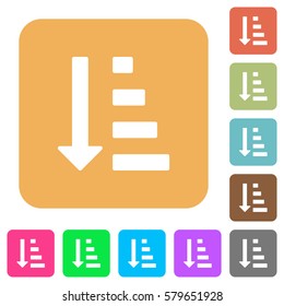 Ascending ordered list mode flat icons on rounded square vivid color backgrounds.