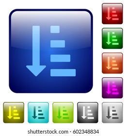 Ascending ordered list mode icons in rounded square color glossy button set