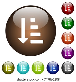 Ascending ordered list mode white icons on round color glass buttons