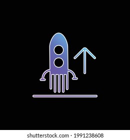 Ascending Rocket Ship blue gradient vector icon