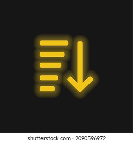 Icono ascendente Ordenar neón brillante amarillo