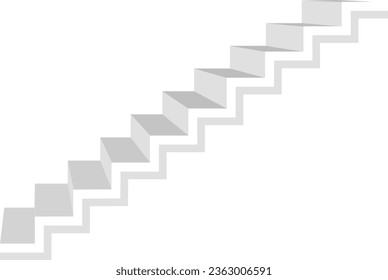 Ascending stairs abstract 3d illustration. Conceptual staircase vector illustration. Realistic Modern stairs. Stair isolated on white background stair. Furniture for Interior. Ladder side view. 