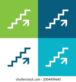 Ascending Stairs Signal Flat four color minimal icon set