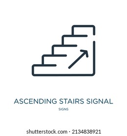 ascending stairs signal thin line icon. stair, ascending linear icons from signs concept isolated outline sign. Vector illustration symbol element for web design and apps.
