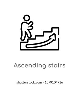 ascending stairs vector line icon. Simple element illustration. ascending stairs outline icon from signs concept. Can be used for web and mobile