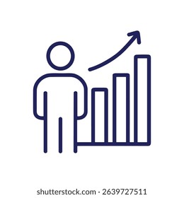 Ascending success icon with figure. Icon symbol illustration