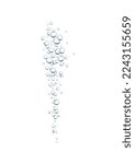 Ascending underwater air bubbles on white background realistic vector illustration