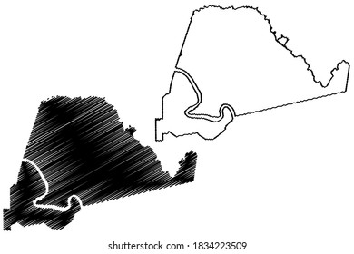 Ascension County, Louisiana (U.S. county, United States of America, USA, U.S., US) map vector illustration, scribble sketch Ascension Parish map