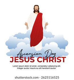 Ascension Day design with Jesus Christ in the  sky vector illustration. Illustration of the ascension of Jesus Christ.