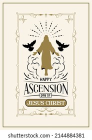 Ascension Day Hand drawn calligraphy and brush pen lettering. Greeting card and invitation of the Easter day