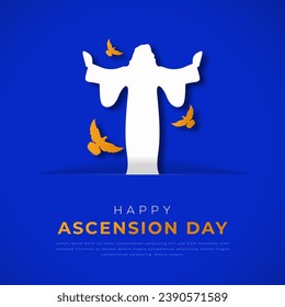 Ascension Day of Jesus Christ Paper cut style Vector Design Illustration for Background, Poster, Banner, Advertising, Greeting Card svg