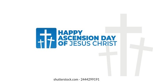 Ascension Day of Jesus Christ, suitable for social media post, card greeting, banner, template design, print, slide, suitable for event, website, vector illustration, with cross illustration.