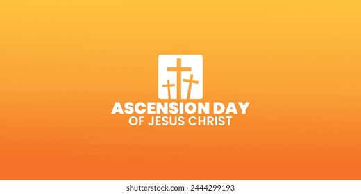 Ascension Day of Jesus Christ, suitable for social media post, card greeting, banner, template design, print, slide, suitable for event, website, vector illustration, with cross illustration.