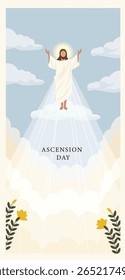 Ascension Day of Jesus Christ Vector Illustration Set