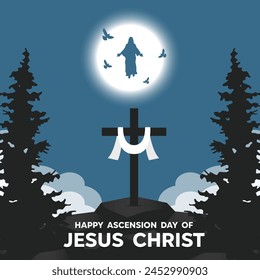 Ascension Day. Perfect for cards, banners, posters, social media and more. Blue background. 
